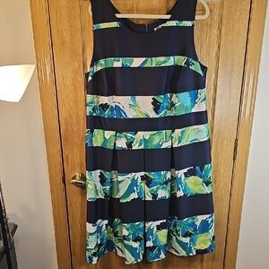 Floral Striped Sleeveless Dress